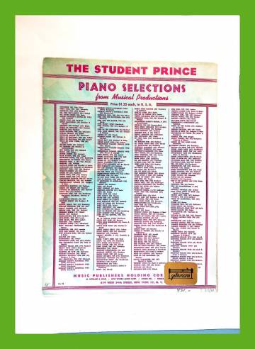 The Student Prince - Piano Selections from Musical Productions