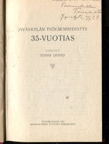 Jyväskylän työväenyhdistys 35-vuotias