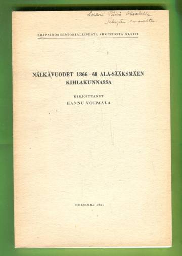 Nälkävuodet 1866-68 Ala-Sääksmäen kihlakunnassa