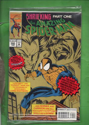 The Amazing Spider-Man Vol. 1 #390 Jun 94 (avaamaton pakkaus, sisältää liitteen)