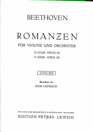 Romanzen, für Violine und Orchester, G-dur, opus 40, F-dur, opus 50 (pelkkä viulustemma)