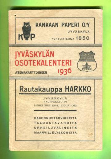 Jyväskylän Osoitekalenteri 1936 asemakarttoineen (asemakartta puuttuu)