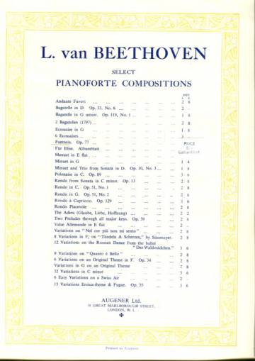 L. van Beethoven select Pianoforte Compositions