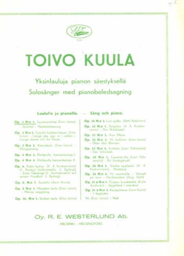 Yksinlauluja pianon säestyksellä, laululle ja pianolle, Op. 2 N:o 1, Syystunnelma