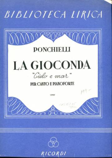 La gioconda, Cielo e mar, per canto e pianoforte