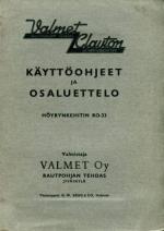 Valmet Clayton höyrynkehitin RO-33 käyttöohjeet ja osaluettelo