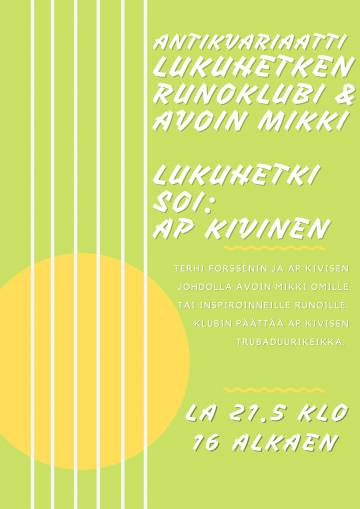 ANTIKVARIAATTI LUKUHETKEN RUNOKLUBI&AVOIN MIKKI